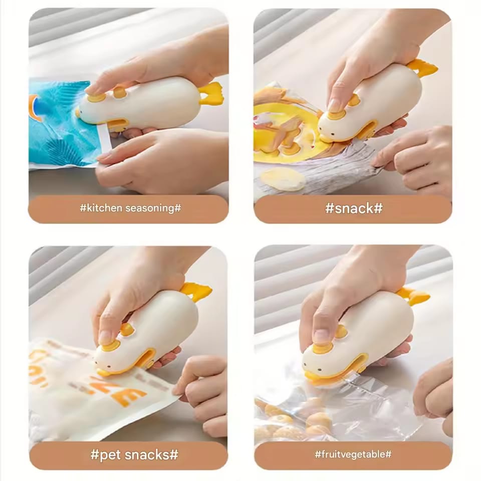 A Person is Sealing Different Snack Bags Using Snack Bag Sealer Machine.