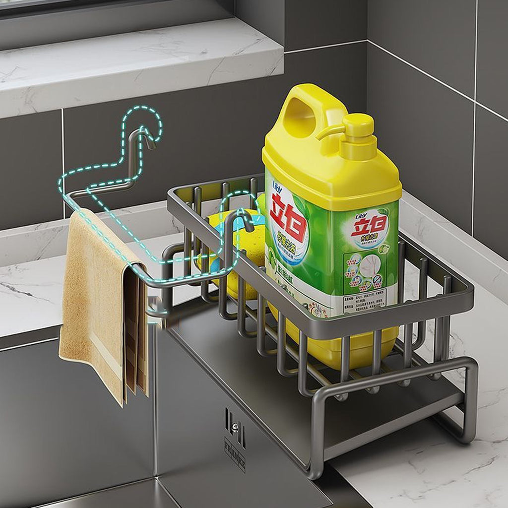 Rustproof Stainless Steel Sink Organizer Rack - Kitchen Sponge, Soap,