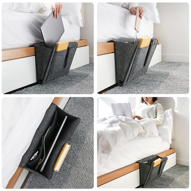 Felt Bedside Storage Bag - Sofa Bed Hanging Pocket Organizer for Remote, Books, Laptop Felt Bedside Storage Bag - Sofa Bed Hanging Pocket Organizer for Remote, Books, Laptop
