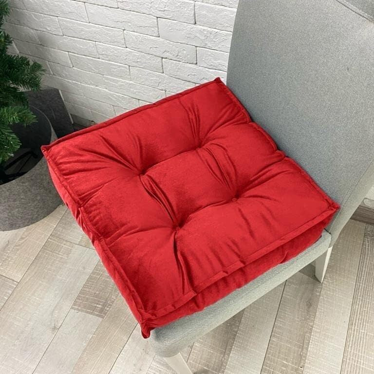 Soft Seat Cushion Chair Pad on a chair next to a potted plant on a wooden floor.