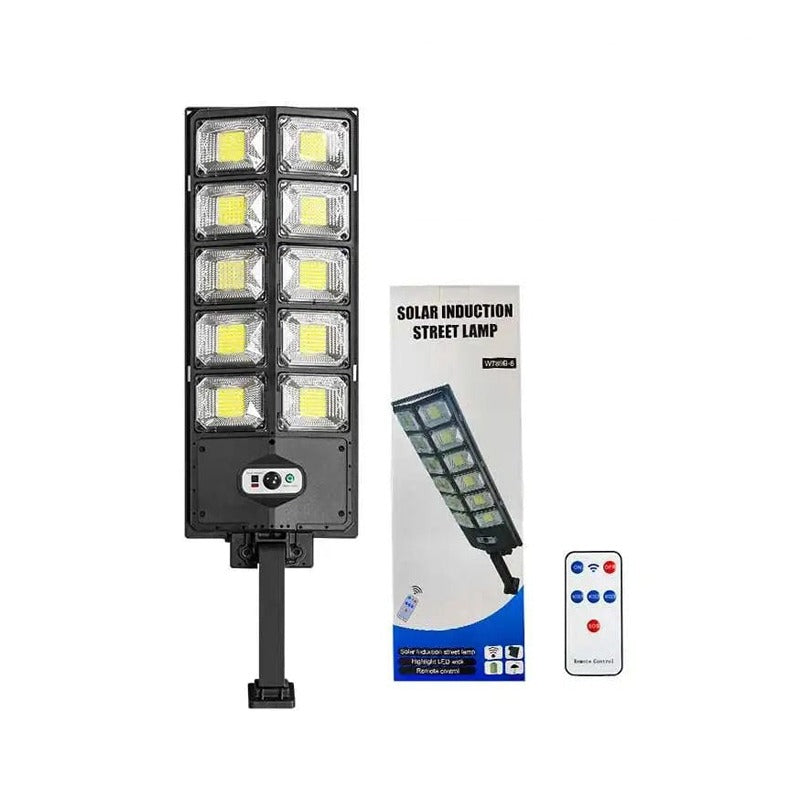 A Solar Induction Street Lamp with its Pack and Remote Control.