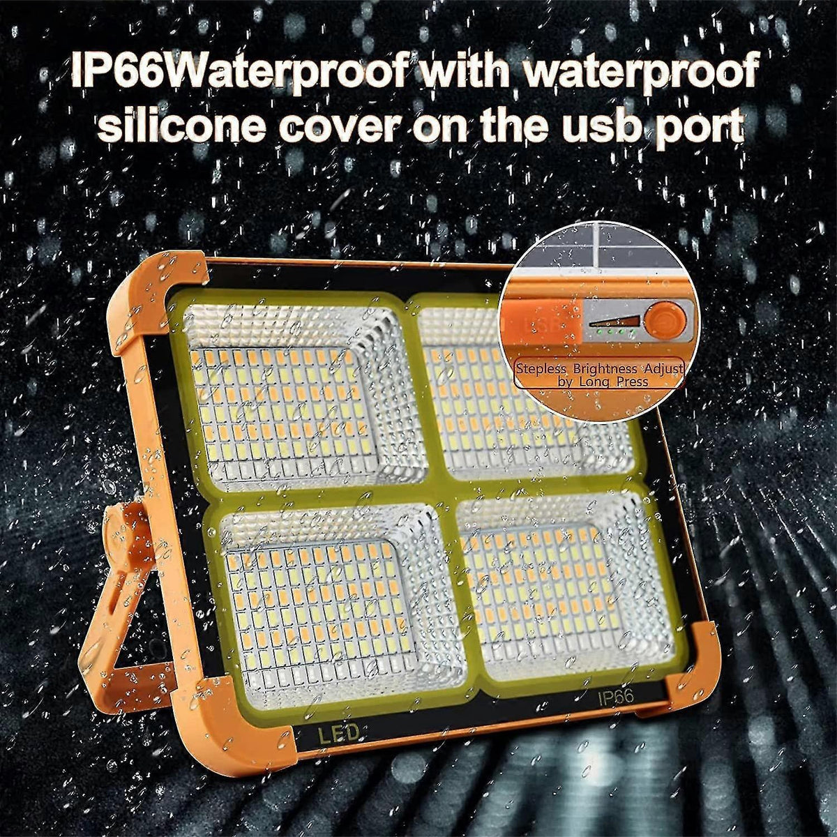 Image Shows the Waterproof Feature of Solar Rechargeable LED Flood Light.