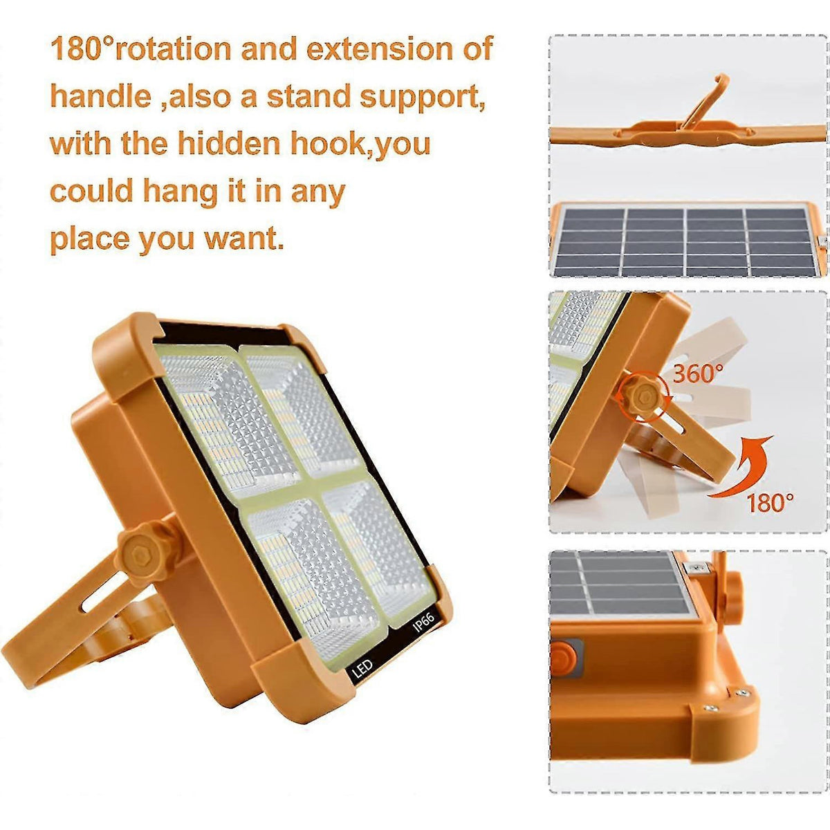 Design details of Solar Rechargeable LED Flood Light.