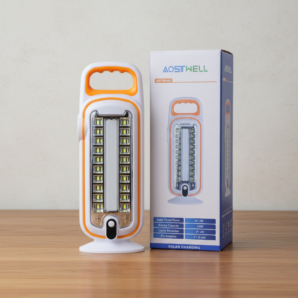 A Solar Rechargeable LED Light and its Pack.