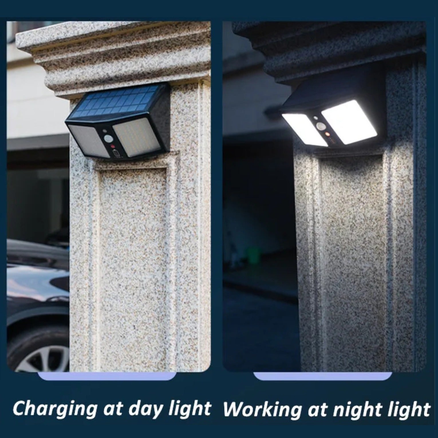 Solar Security Light is attached to wall a