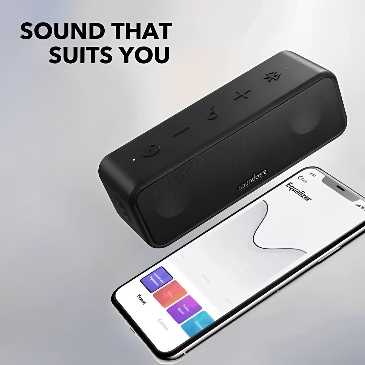 ANKER Soundcore 3 Bluetooth Speaker is Kept Along With Mobile Phone.