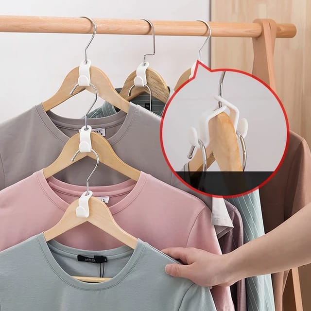 Clothes Hanger Connector Clips securely hold a group of clothes on hangers