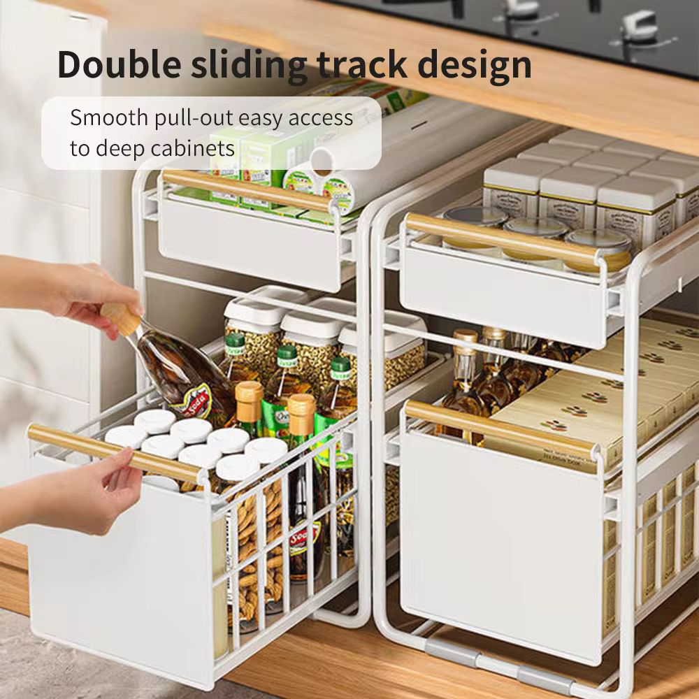 Under Sink Storage Rack - Drawer-Type Kitchen and Bathroom Organizer Shelf Under Sink Storage Rack - Drawer-Type Kitchen and Bathroom Organizer Shelf
