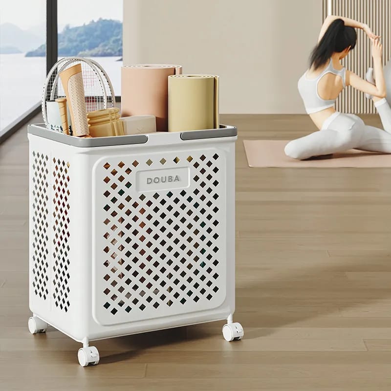 Sports Accessories are Stored in a Large Capacity Laundry Basket.