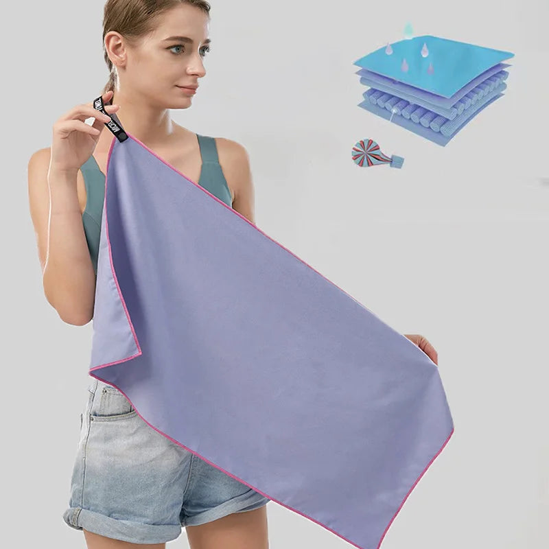 A girl is holding Quick Dry Microfiber Towel