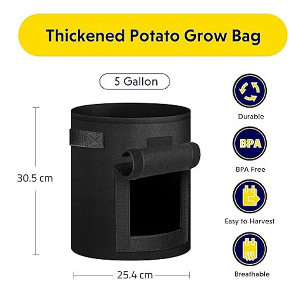 Potato Grow Bags Durable Handle Nonwoven Fabric with its size