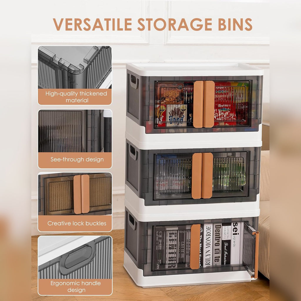 Stackable Storage Bins, Storage Cabinet Organizer, Folding Rack Shelf