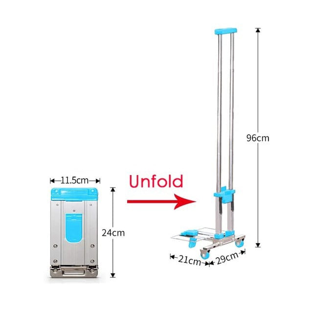 Folding Portable Shopping Trolley, Mini Stainless Steel Luggage Carrie