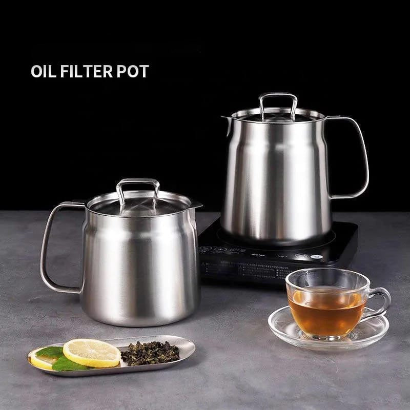 Stainless Steel Oil Strainer Storage Pot