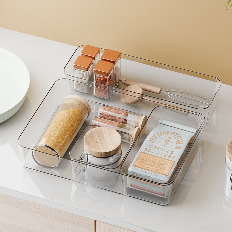 A  Storage Organizer Tray is Organized with Some Kitchen Essentials.