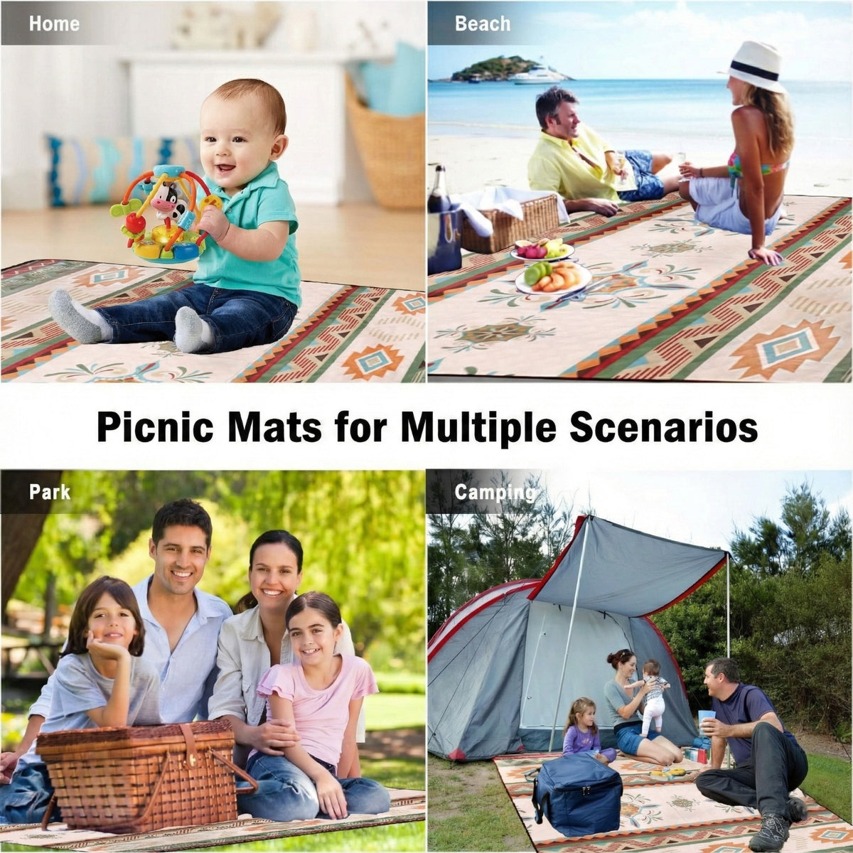 Picture Describes the Multiple Uses of Stylish Camping Mat.