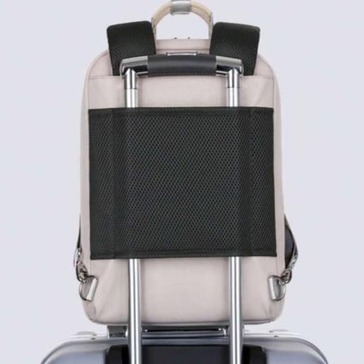 Stylish  Laptop Backpack with USB Charging is Attached to a Trolley Bag.