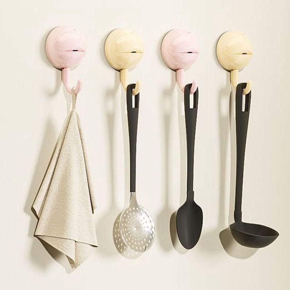 Spoons and Towels are Hanging on Reusable Suction Cup Hook