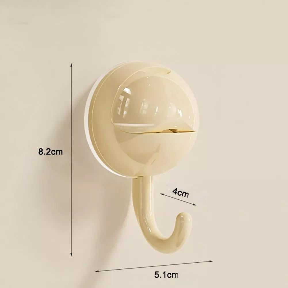 Beige Reusable Suction Cup Hook with Size.
