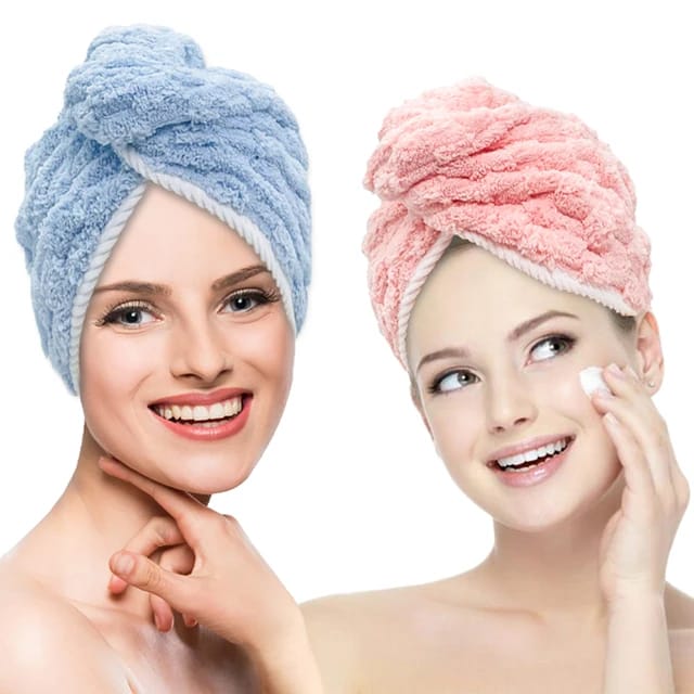 Two Women Wearing Super Soft Hair Drying Bath Towel.