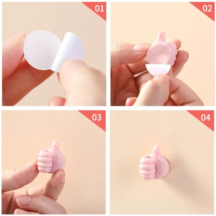 Steps of using Multifunctional Mini Handy Organizer Hook, Silicone Thumb Hook Headphones Cable Manager