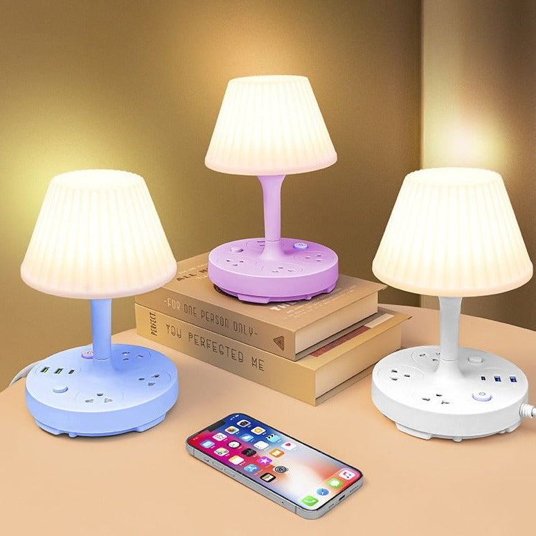 Table LED Night Lamp With Socket Outlets in 3 Variants.