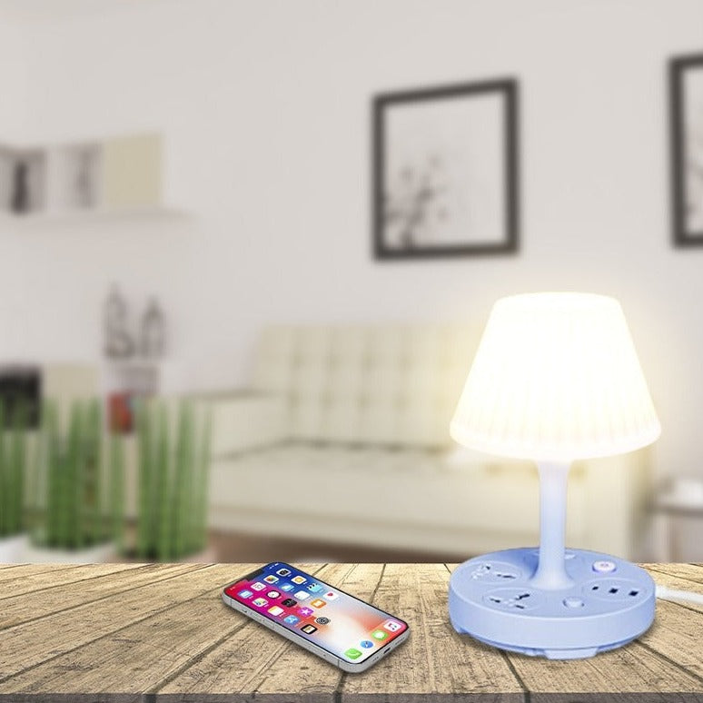 Table LED Night Lamp and Mobile Phone is Placed On a Table.