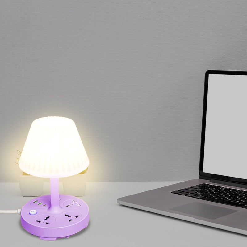 Table LED Night Lamp is Placed Near Laptop.