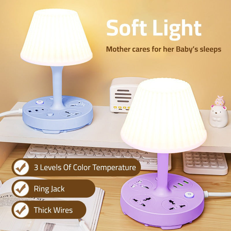 Table LED Night Lamp With Socket Outlets in 2 Variants.