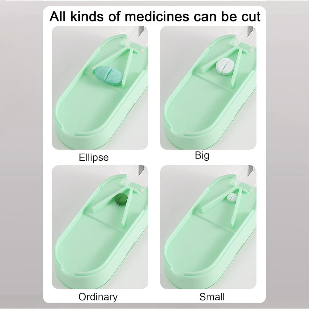 Tablet Pill Cutter Box, Medicine Storage Box Compartment Splitter With Blades For Travel Tablet Pill Cutter Box, Medicine Storage Box Compartment Splitter With Blades For Travel