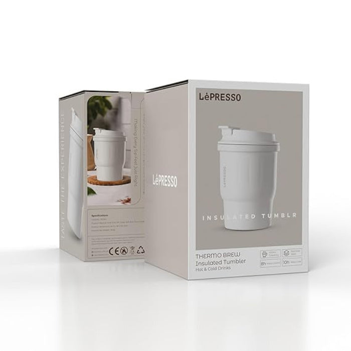 LéPresso Thermo Brew Insulated Tumbler packaging on a white background