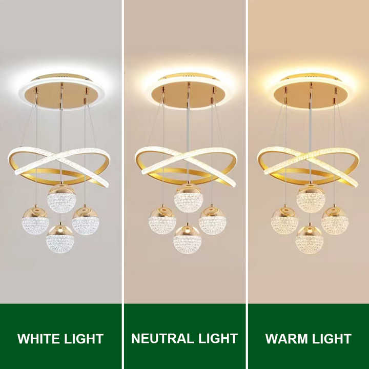 Three Light Modes Of Modern Chandelier Pendant Indoor Lamp.