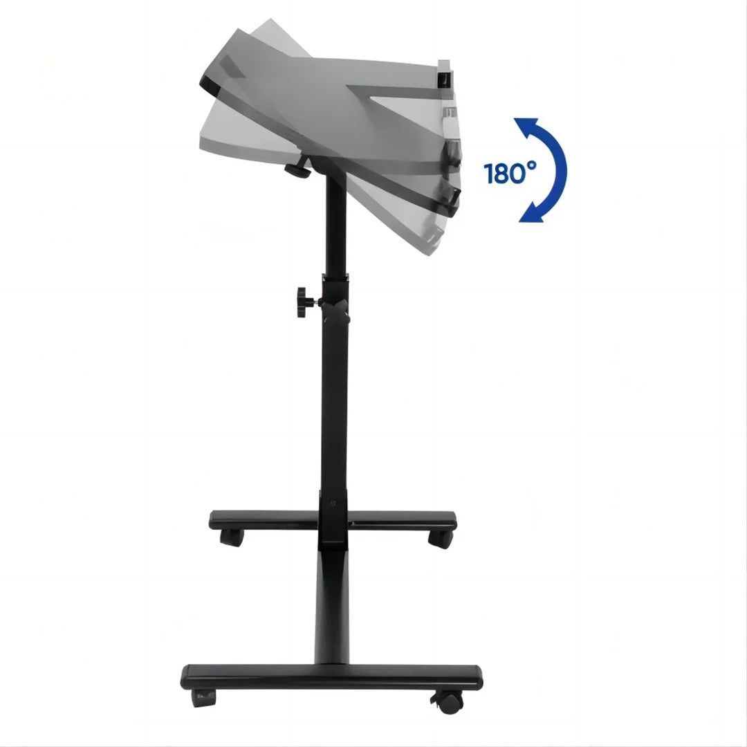  A black Adjustable Overbed Laptop Stand Table with features
