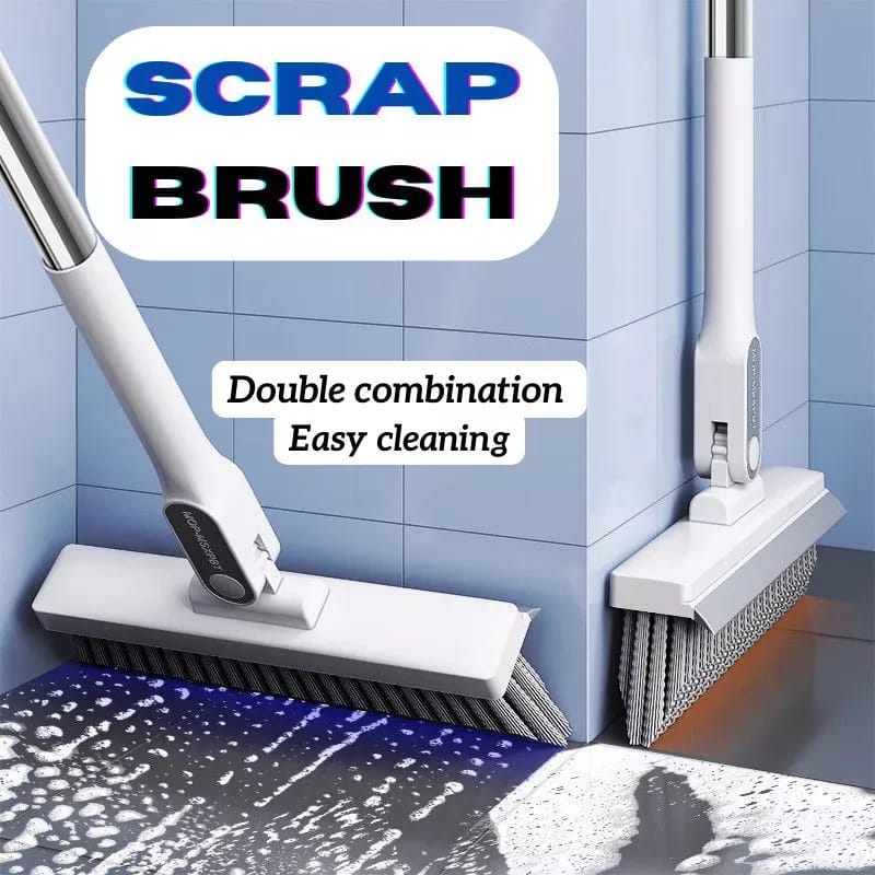 Cleaning a Toilet Using Toilet Floor Wiper Brush.