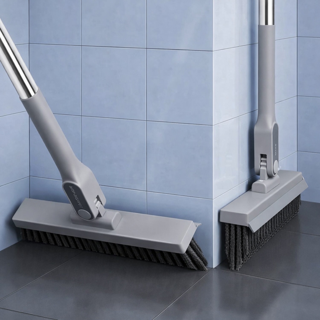 Toilet Floor Wiper Brush is Placed On the Side Of Bathroom.