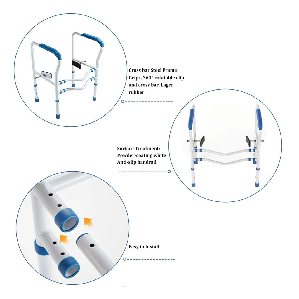 Toilet Safety Rail, Adjustable Support Handrail for Elderly, Handicap, Disabled Standing Aid Toilet Safety Rail, Adjustable Support Handrail for Elderly, Handicap, Disabled Standing Aid