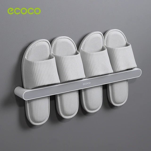 ECOCO Wall Mount Bathroom Shelf organized some sandals