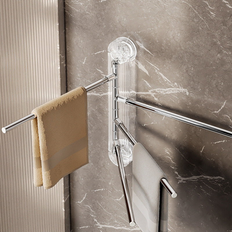 Bath Towels are Hanged on the Towel Rack which is attached on the Wall.