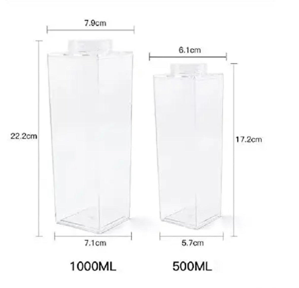 Sizes of Two Transparent Plastic Juice Bottle.