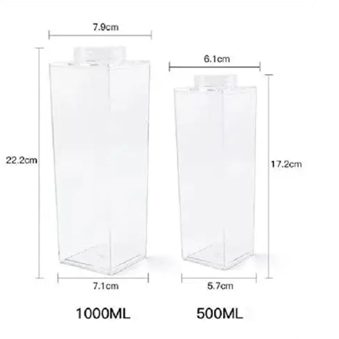 Sizes of Two Transparent Plastic Juice Bottle.