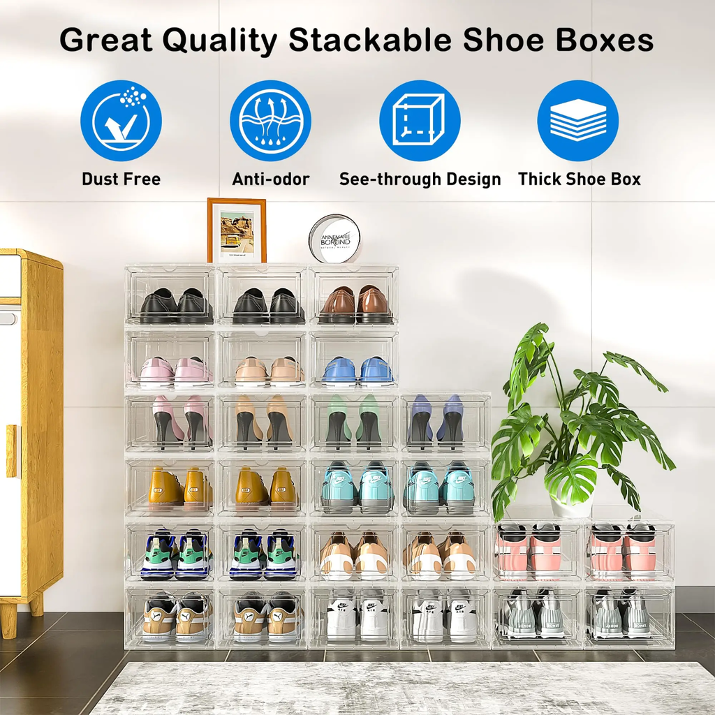 1 Pcs Stackable Transparent Shoe Box Organizer, Multipurpose Display Case, Sneakers Storage Rack 1 Pcs Stackable Transparent Shoe Box Organizer, Multipurpose Display Case, Sneakers Storage Rack