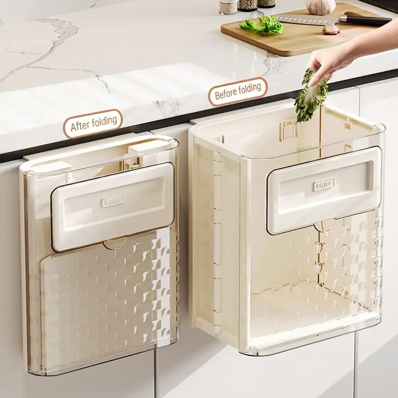 Foldable Hanging Kitchen Trash Can, Wall-Mounted Garbage Box, Kitchen Food Waste Bin Foldable Hanging Kitchen Trash Can, Wall-Mounted Garbage Box, Kitchen Food Waste Bin