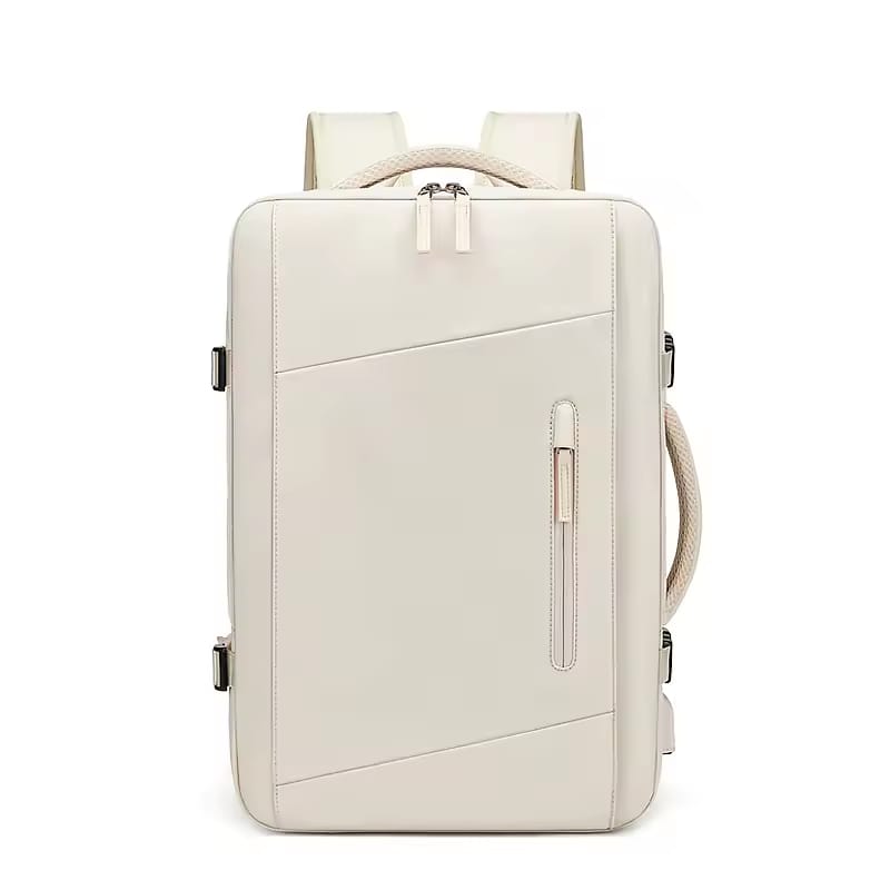 A White Travel Backpack.