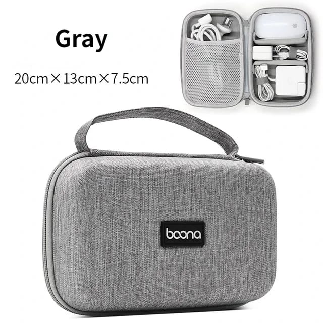 Travel Electronic Gadget Storage Bag is Organized With Chargers and Cables.