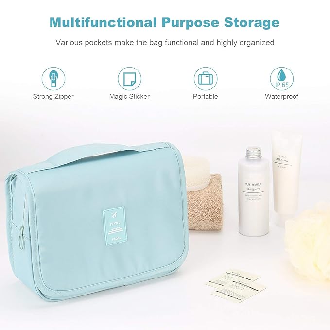 Travel Toiletry Storage Bag in Light Blue Color.
