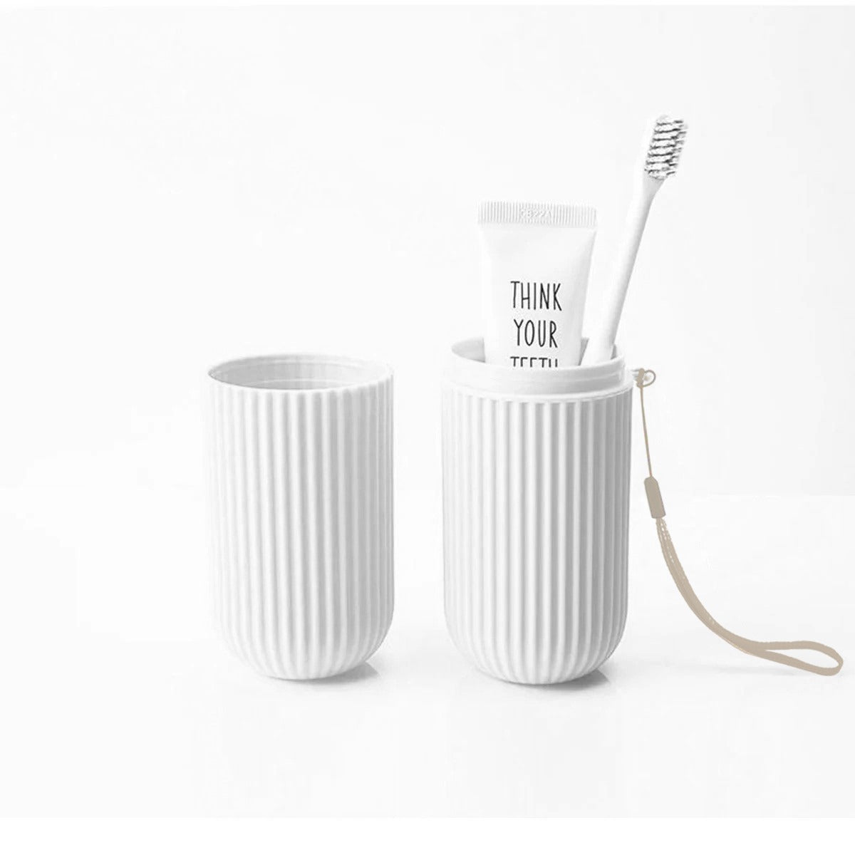 Travel Toothbrush Holder Case with Toothbrush and Toothpaste.