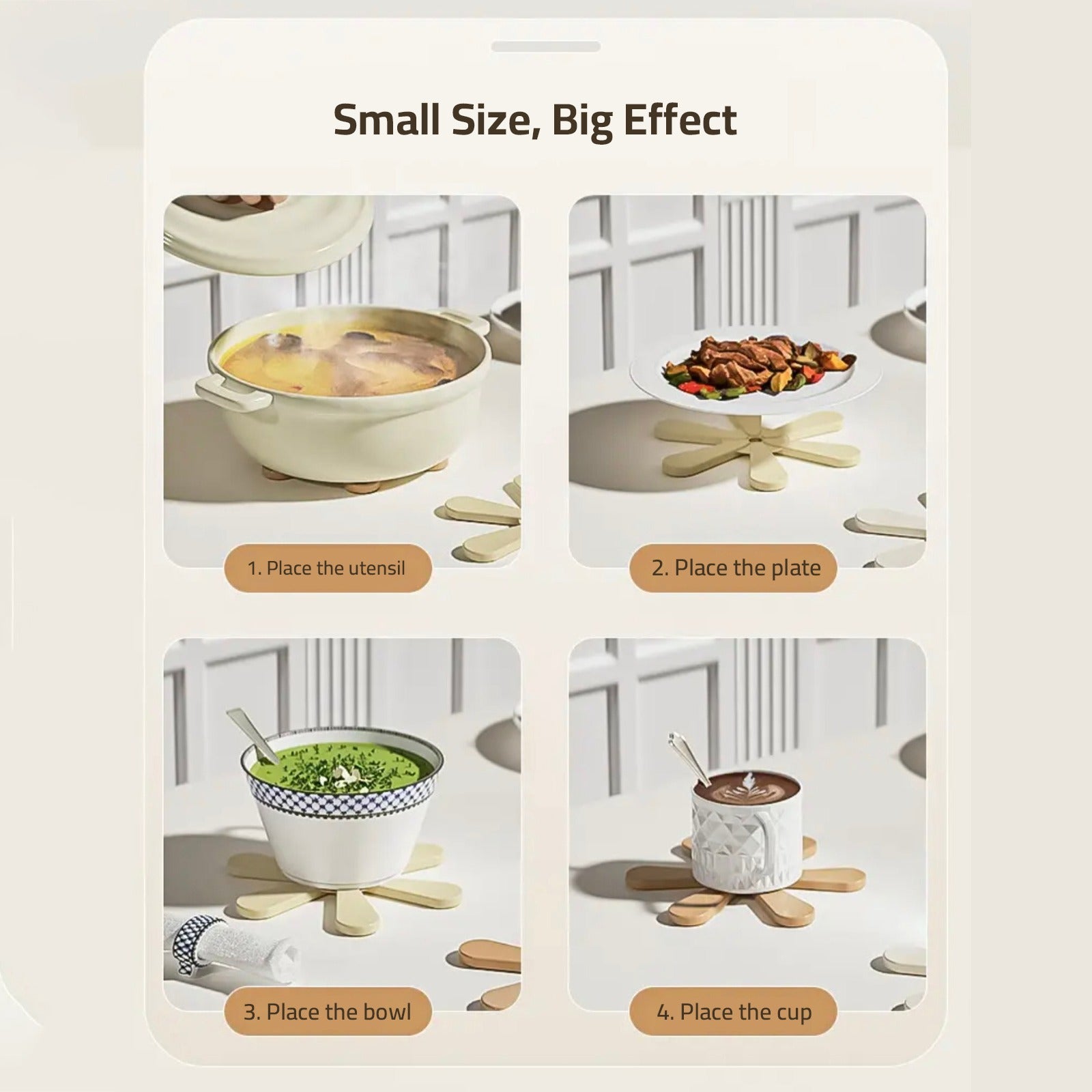 Different Food Containers are Placed on a Tree Coaster Set.