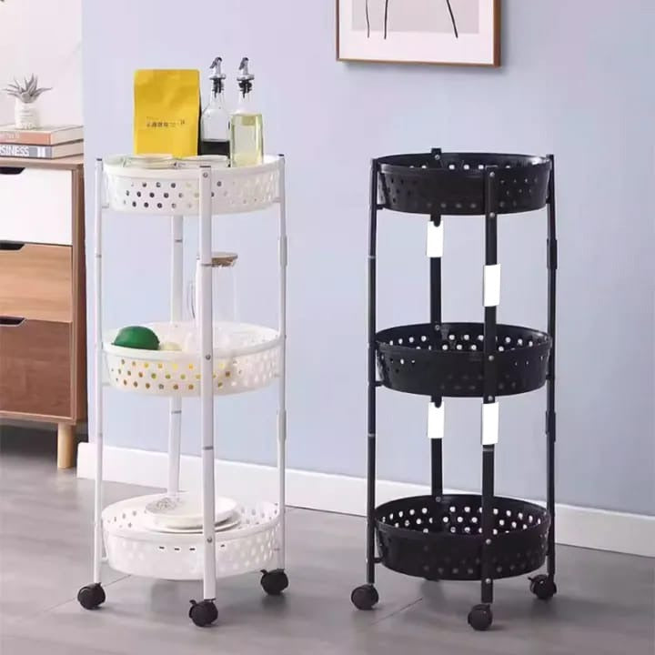 3 Layer Kitchen Trolley Black and White.