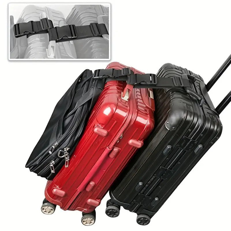 Luggages are Connected Using Luggage Strap.