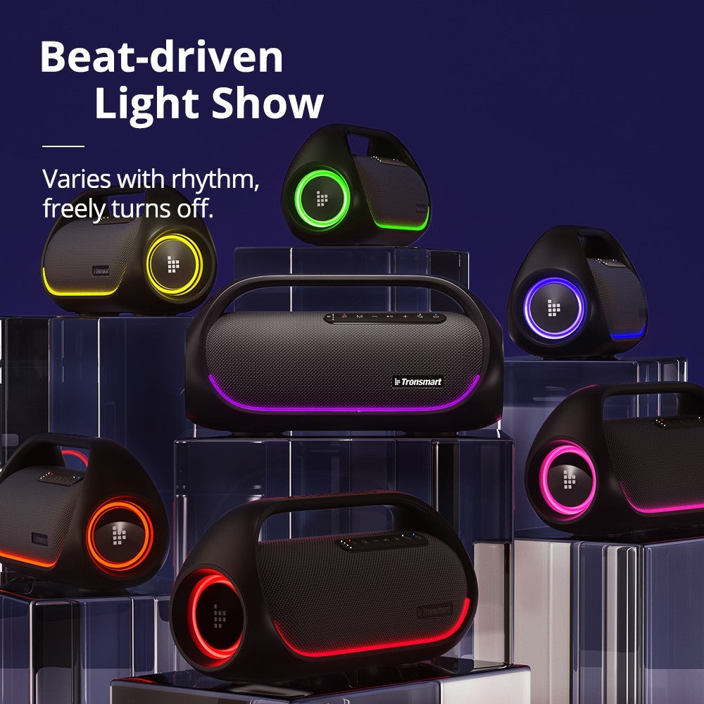 Light Show Of Tronsmart Bang Portable Party Speaker.